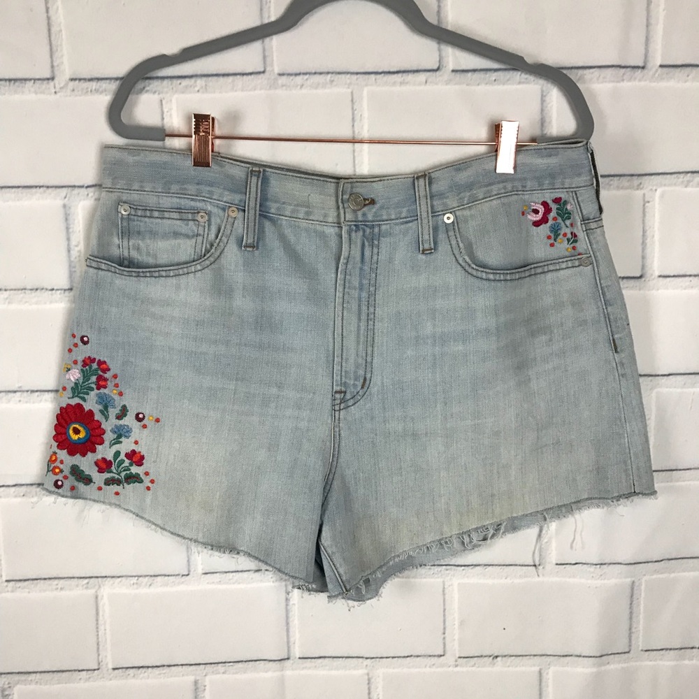 Madewell The Perfect Jean Short Embroidered Sz 32